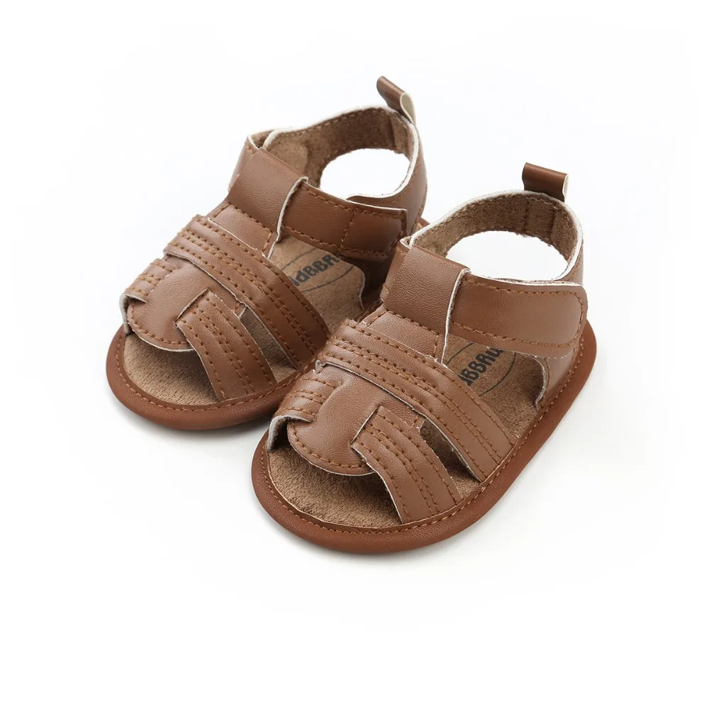 Infant Baby Boy Sandals Shoes PU Leather Plat With Soft Sole Clogs Hook