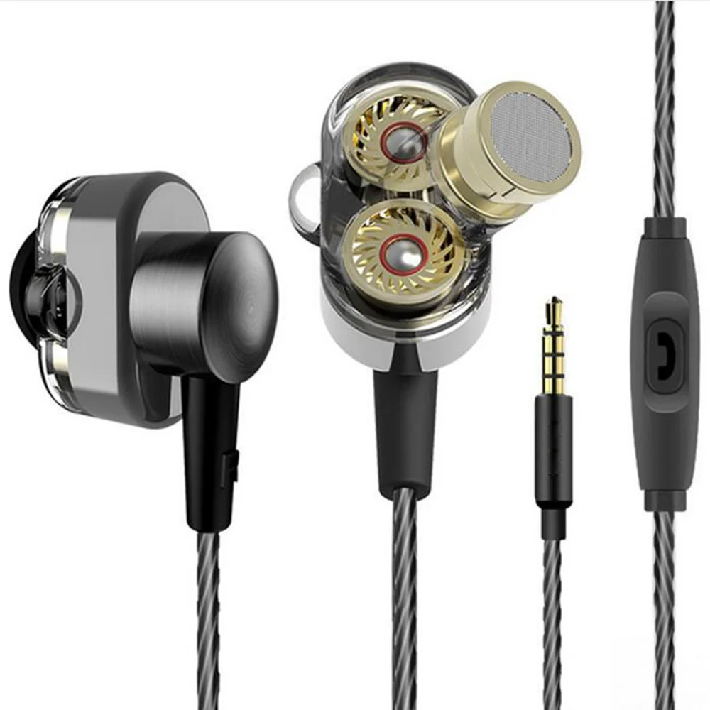 Wired Earphones Dual Dynamic Driver Bass Boosted High Resolution Stereo