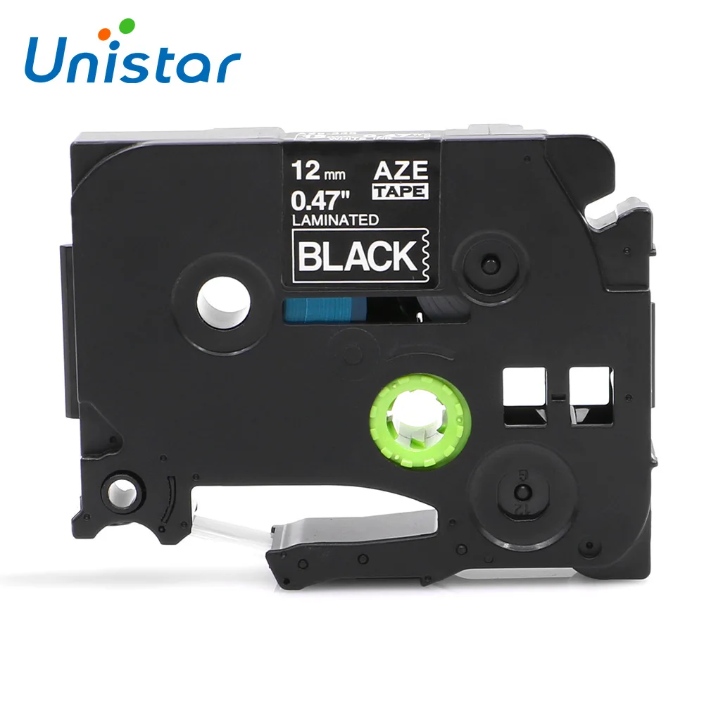 Unistar TZe-335 12 мм совместимый с Brother P-touch белый на черном ламинированная этикетка лент