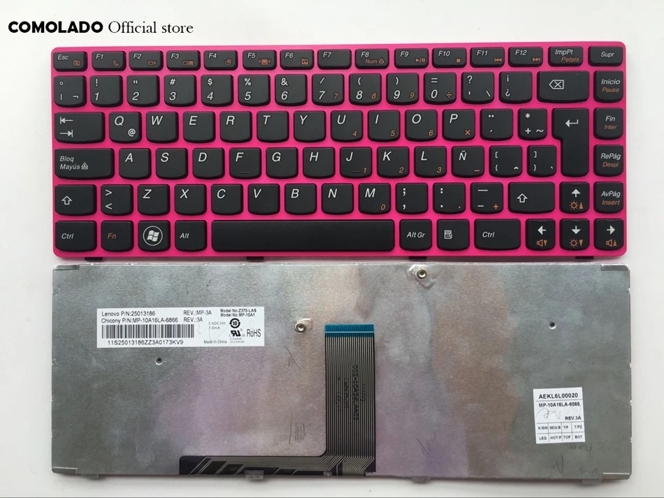 LA Latin Keyboard for LENOVO Z370 Z470 black with Red Frame keyboard LA Layout