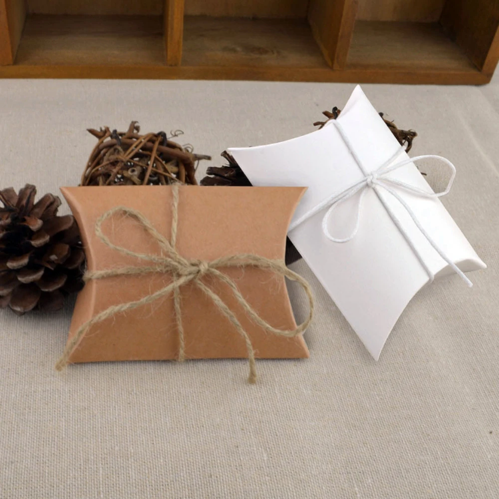 Kraft Paper Wedding Packaging Boxes Pillow Shape Gift Box Party Suppliles Favor