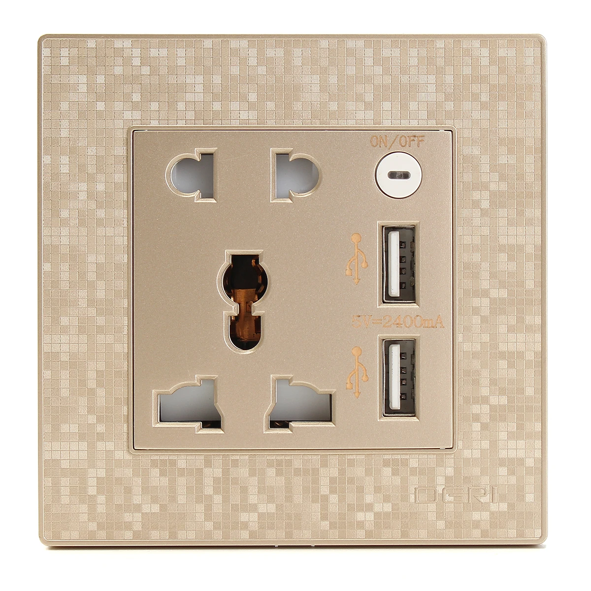 

250V 10A Double 2 Gang UK US Wall Plug Socket with 2 USB Charger Port Outlets