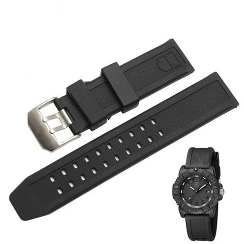 

T-AMQ Soft Silicone senior US Natural Rubber Watch Band 23mm Black Male Models Military Table Men's Watchband - 23