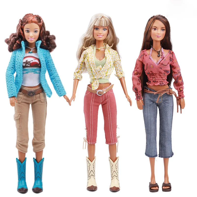 Aliexpress.com : Buy Original Long Hair Doll / Cowboy Style Blue Sweater Blouse Pants Boots