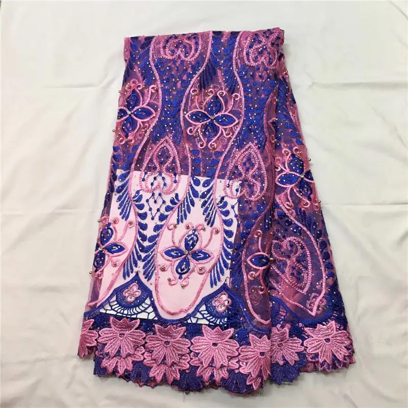 2018 High Quality Nigerian French Lace African Tulle Fabric For Party Dress With Stones And Pearls juan | Дом и сад