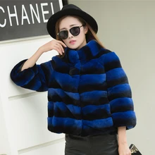 Length: 55CM sleeve 60CM Lexus Rex fur coat jacket 2017 short sleeved jacket chinchilla fur female chinchilla chinchilla women’s
