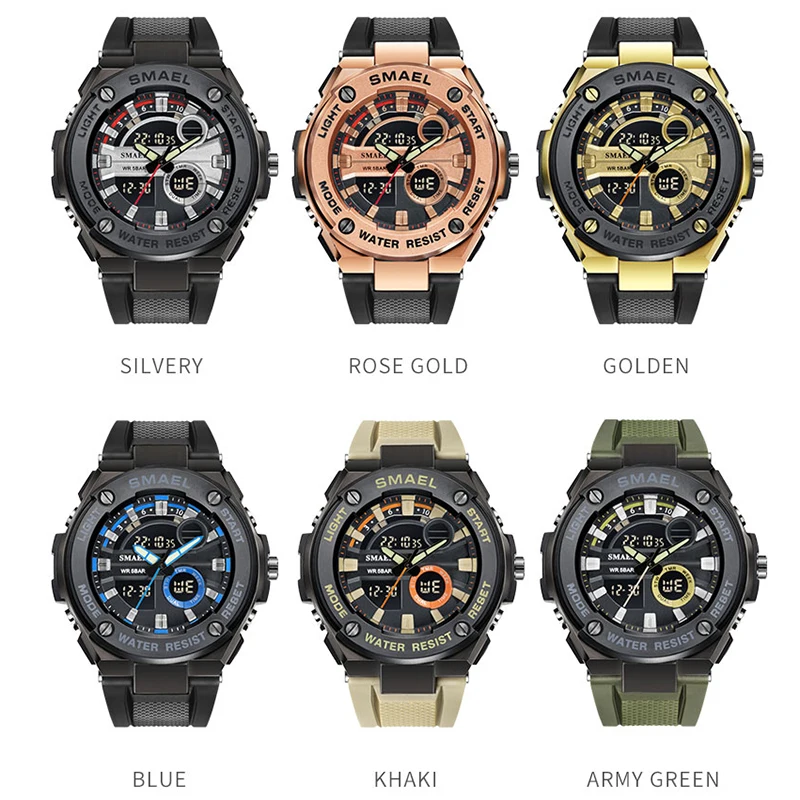 Men Military Watches Brand Luxury SMAEL Sport Quartz Wristwatches Male Watches relogio Digital 1625 Sport Watches Waterproof Men