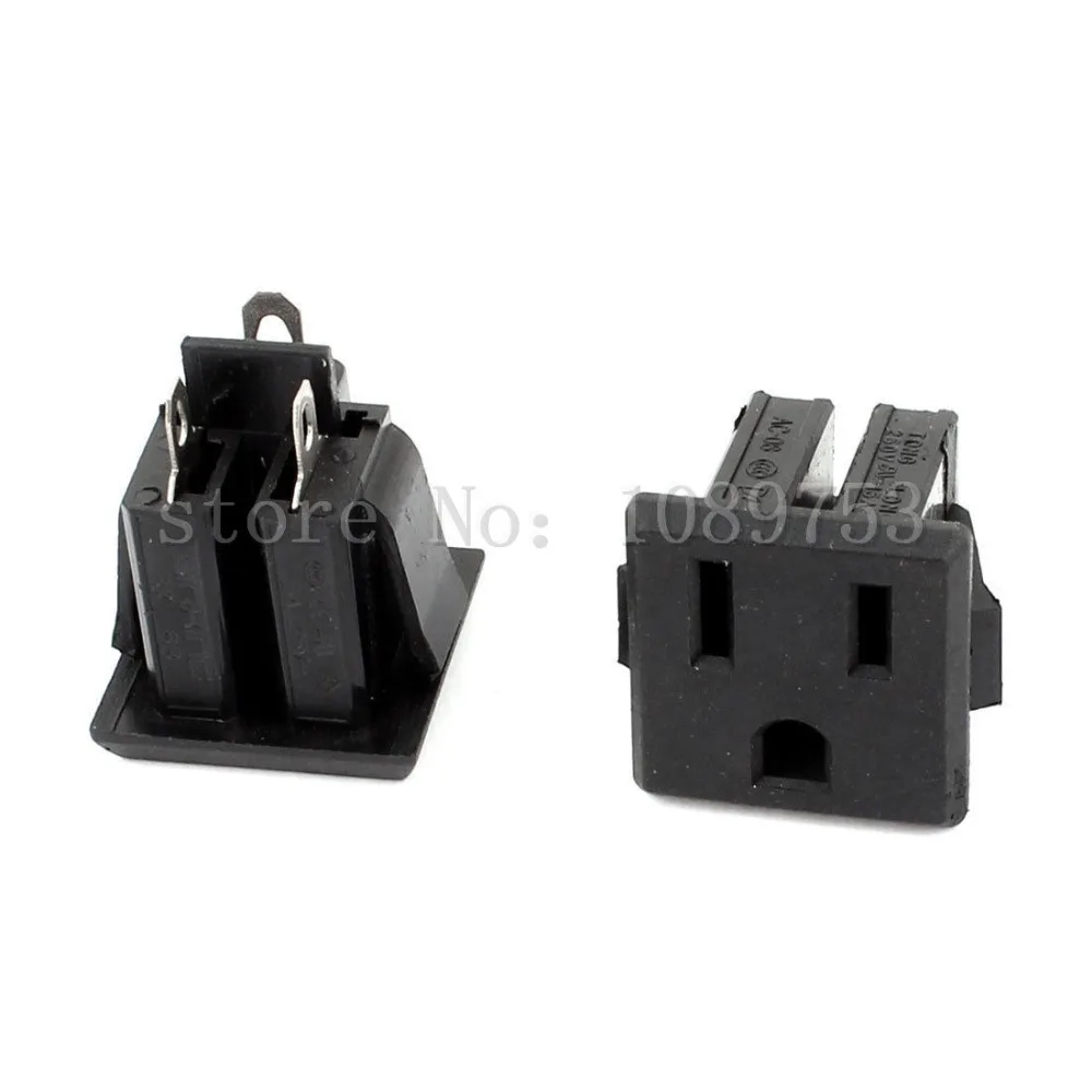AC 125V 15A US 3 Pins Panel Mounted Snap in Power Supply Female Socket Plugin Electrical