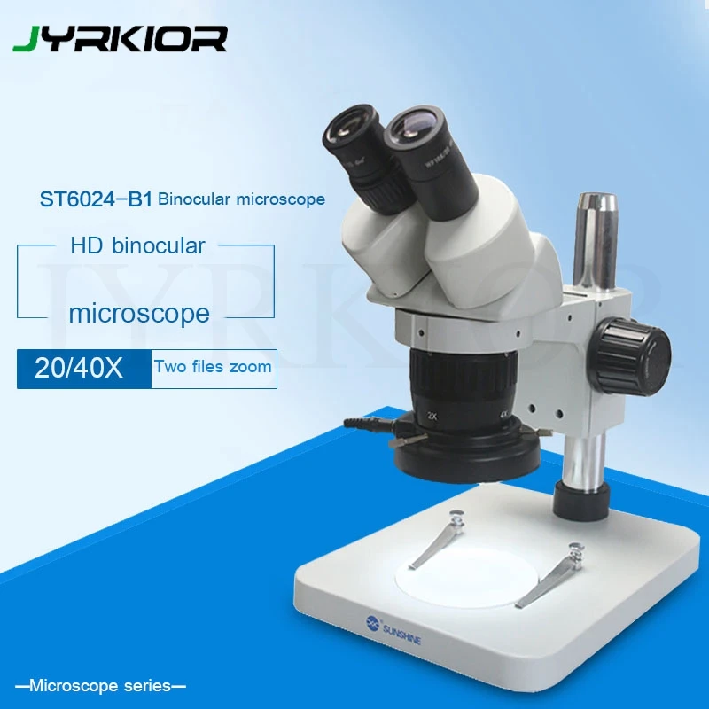 Бинокулярный стерео микроскоп Jyrkior SUNSHINE ST6024-B1 20/40X со светильник кой для