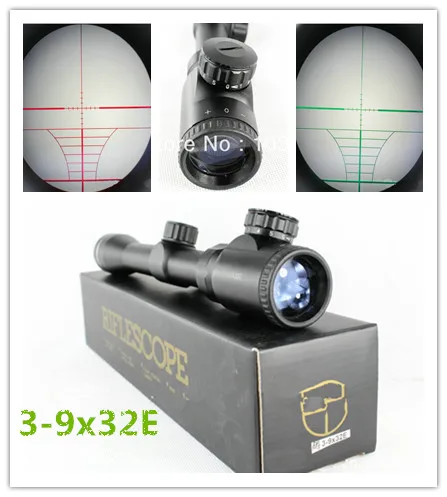 

High quality Tactical 3-9x32E Precision Optics Mount Air Rifle Gun Scope Collimator Gunner scope sight monocular telescope