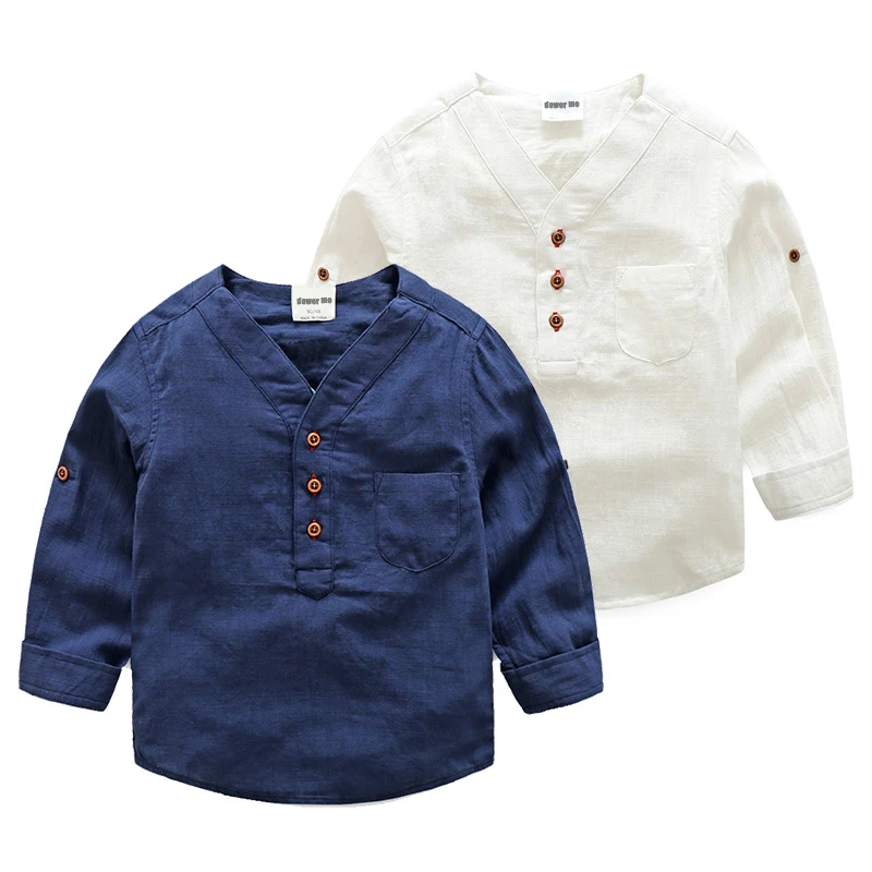 2017 Spring Children's Clothing Kids White Shirt Boys Long sleeve V