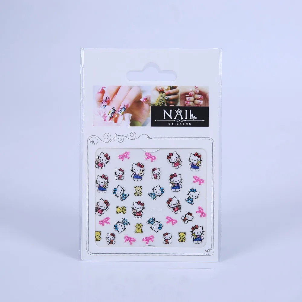 Новейшие 3D hello kitty декоративные Стикеры для дизайна ногтей водные наклейки для ногтей Переводные Фольга инструменты для маникюра мультяшный дизайн