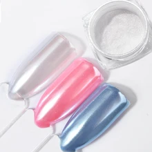 Caixa de Pó de Pérola do Diamante Sereia 2 1g Brilhando Branco Nail Art Glitter Pó Poeira Decoração de Unhas DIY Pigmento