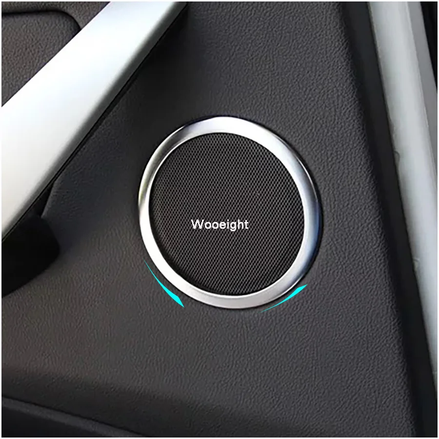 Wooeight 4Pcs ABS Chrome Car Interior Door Stereo Speaker Sound Trim Cover Decoration Ring For BMW 3 Series F30 F34 Sedan 2012-2015 (8)