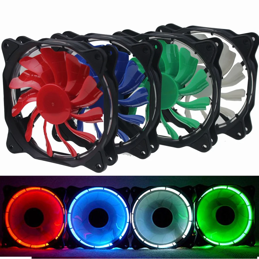1 Piece Blue/ Green/ White/ Red LED Eclipse Fan 120mm DC 12V 3Pin/4Pin PC CPU Cooling Cooler | Компьютеры и офис