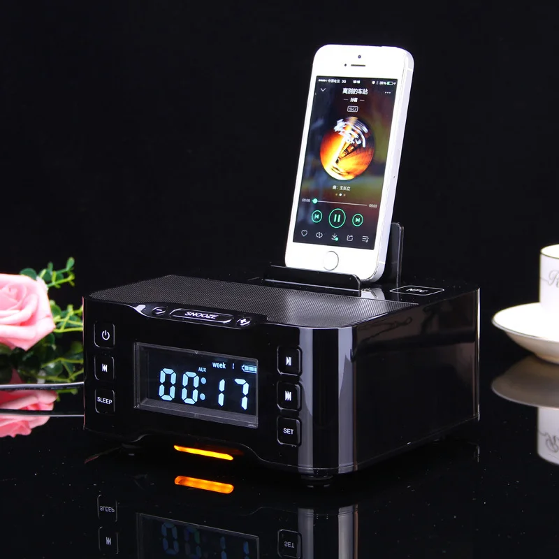 Nfc Bluetooth Speaker Charging Docking Station For I Phone And Android With Fm Radio Alarm Clock Bluetooth Speaker Nfc Bluetooth Speakerbluetooth Speaker Charge Aliexpress