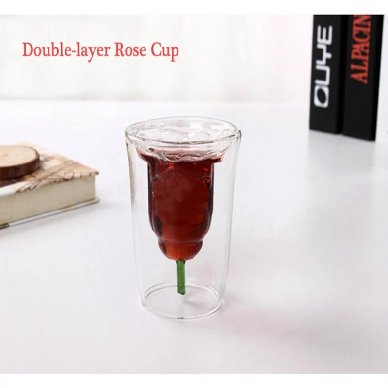 180 мл в форме цветка двойная стена роза с двойными стенками термостойкая кофейная пивная кружка для чая молока стеклянная посуда для Виски Бар коктейльное стекло