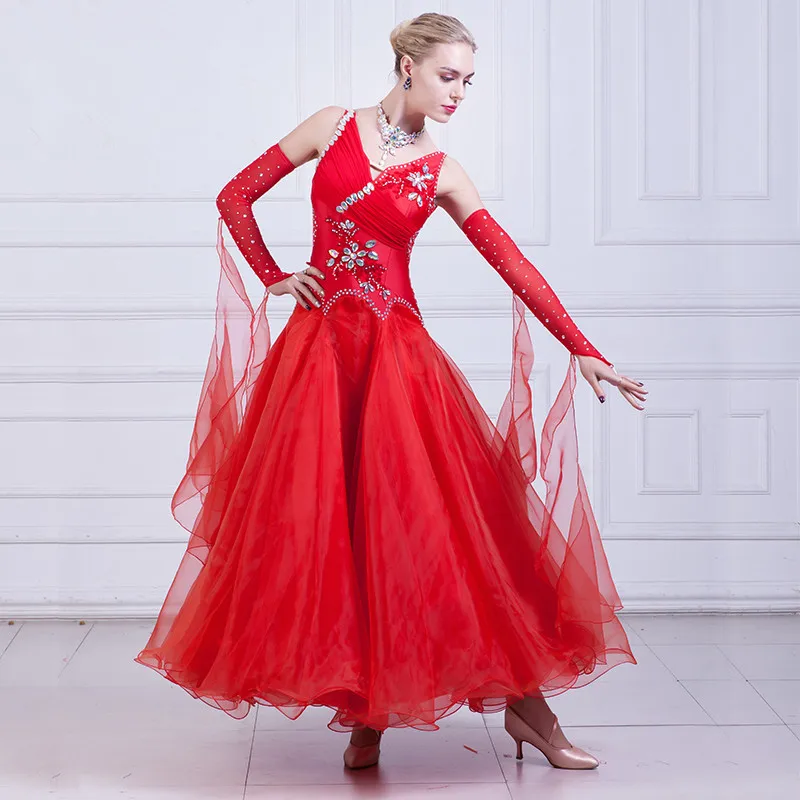 Красное Розовое Бальное платье вальс современное танцевальное бальное платье танцевальные соревновательные платья стандартный бальный зал танцевальная одежда платье