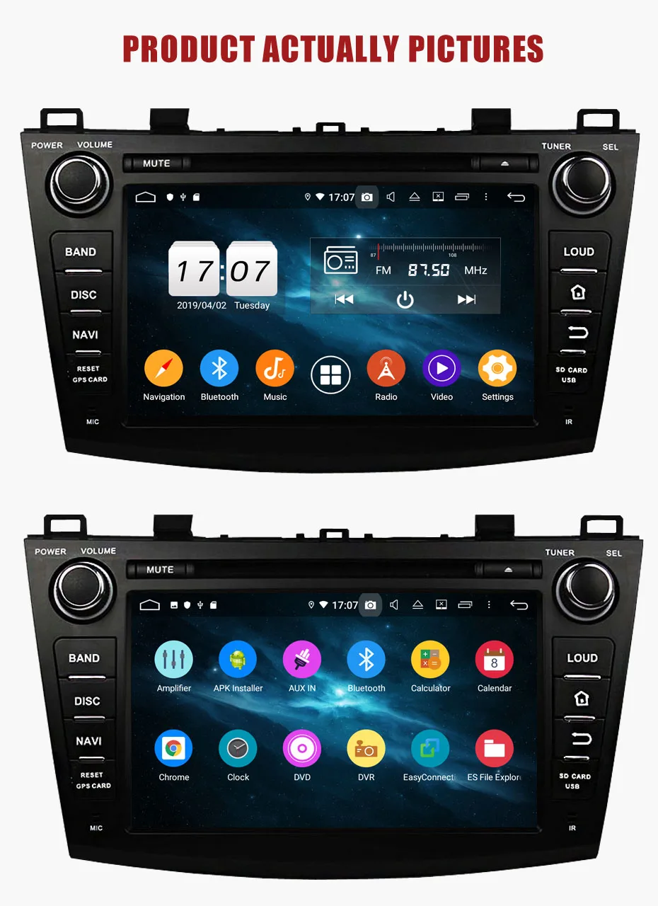 Perfect KANOR Octa Core Android 9.0 4+32g 2din Car Radio For Mazda 3 2010-2012 With Multimedia GPS Navigator WIFI Radio Cassette Recorde 13