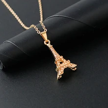 Модное ожерелье-чокер с подвеской в виде Эйфелевой башни для женщин, ожерелье-ошейник золотого и серебряного цвета с кристаллами и цепочкой, ювелирное изделие FSPXL70