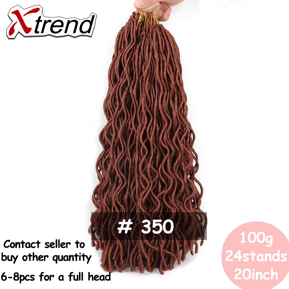 Xtrend Faux locs CURLY, вязанные крючком волосы, 20 дюймов, 24 корня, синтетические плетеные волосы для наращивания, бордовые, черные, высокотемпературные волокна - Цвет: #350