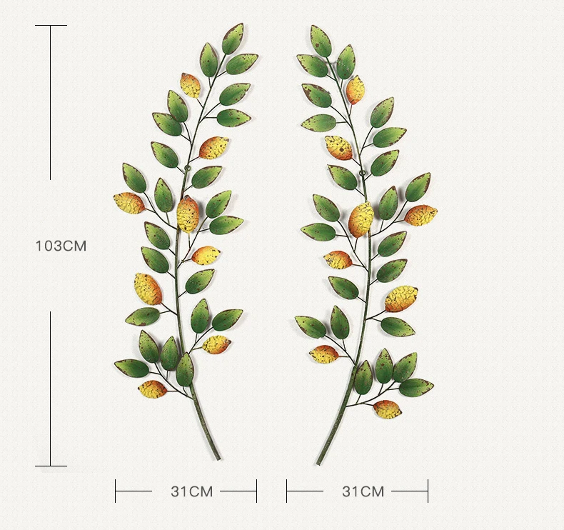 Американский Кованые железные листья настенные подвески для самодеятельного творчества Украшения Дома Гостиной Диван Фон Кирпичная