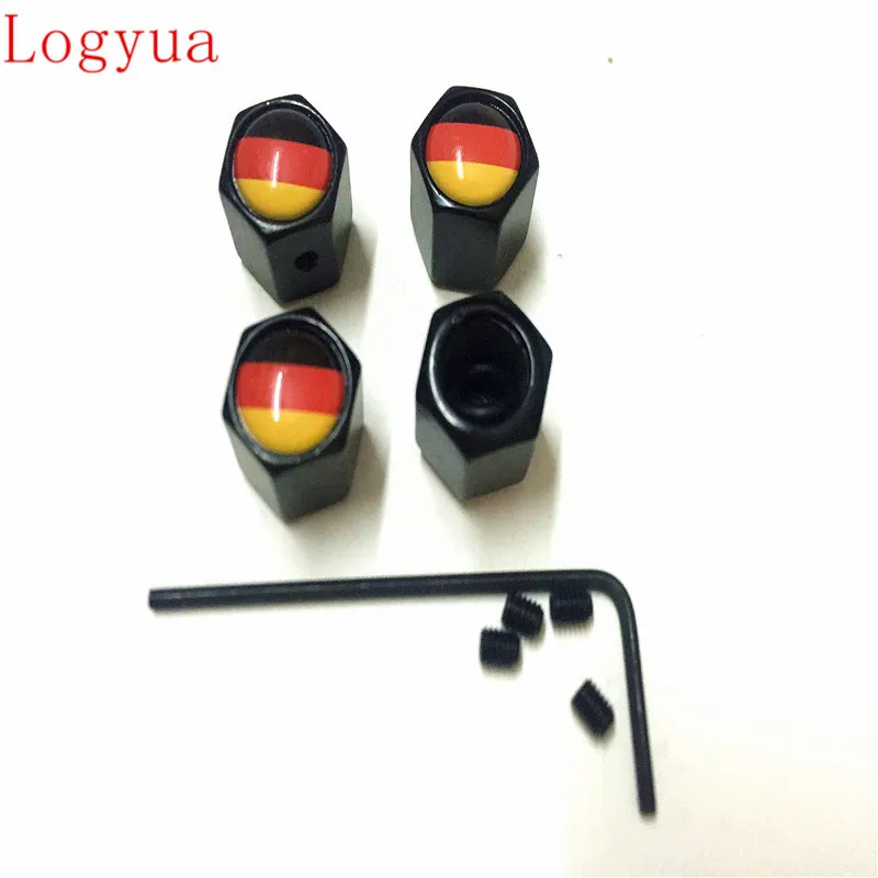 

100 sets/lot Car Black Anti-theft Nation Flag Logo Tire Tyre Valve Dust Cap Cover for USA UK France Russia Italy Germany Flags