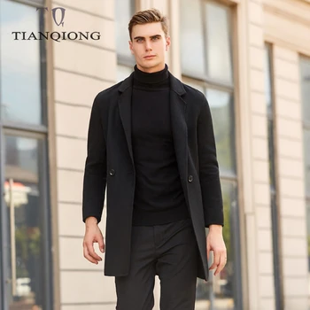 

Brand Men's Clothing 2019 Autumn Winter Cashmere Coat High Quality Black Business Casual Long Woolen Jacket Overcoat Cashmere