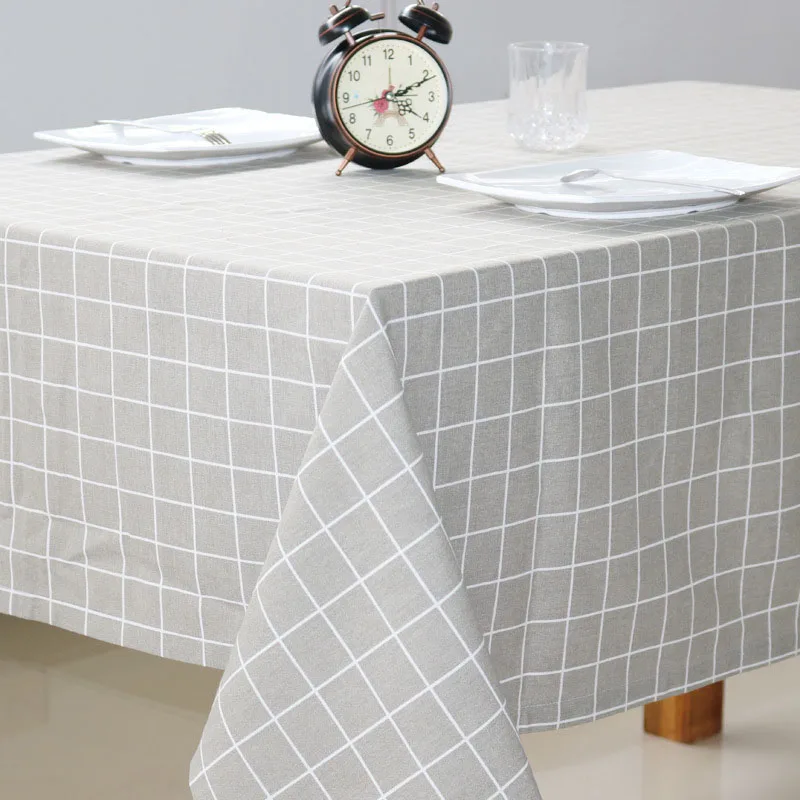 Cotton and linen Table cloth Country Style Plaid Print Rectangle Table Cover Tablecloth Home Kitchen Decoration Nordic style