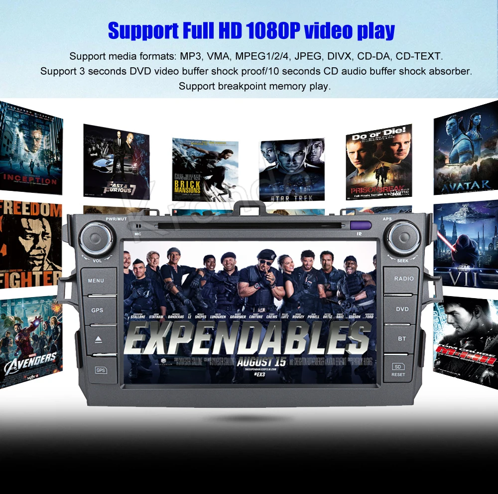 Best Krando Android 9.0 8" 2 din car radio gps for toyota corolla 2006-2011 dvd player navigation multimedia system WIFI 3G BT DAB+ 5