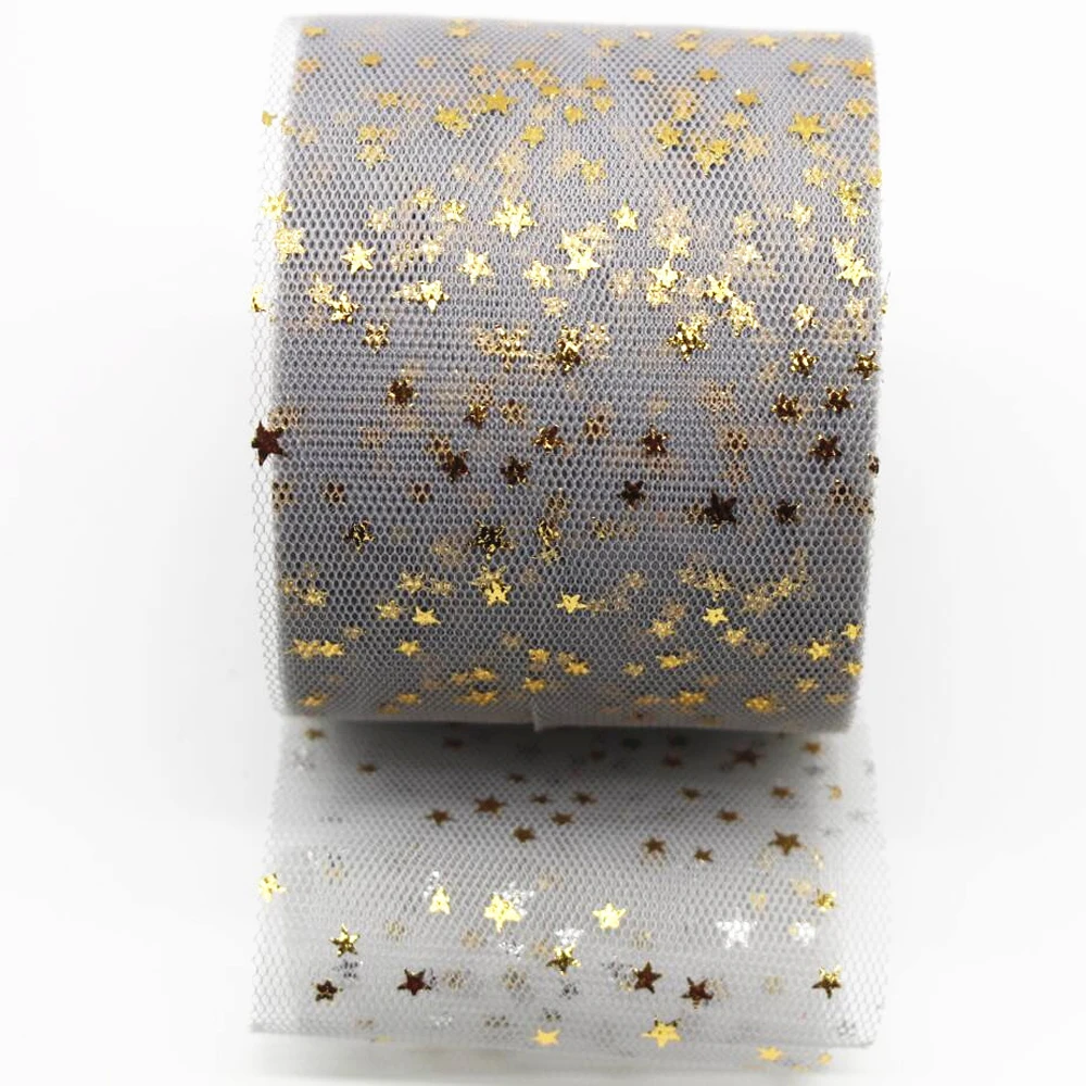6 см 25 ярдов/посылка сетчатая пятиугольная лента DIY ручной работы Материал Подарочная упаковка кукольная юбка край мягкая ткань золото 60 мм