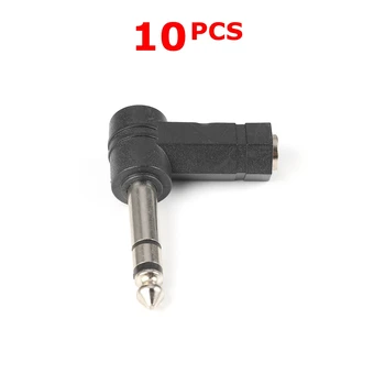 

10Pcs 6.35mm Male to 3.5mm Female Plug 3 Pole Right Angle Stereo Audio Adapter 90 Degree 6.35 to 3.5 Male Connector