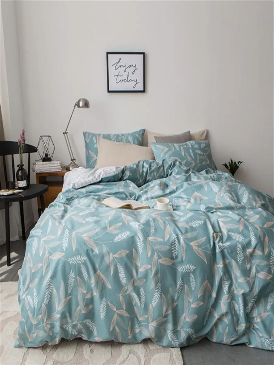 

Duvet Cover Set 4 Pcs Plant Pattern Simple Modern Home Linens