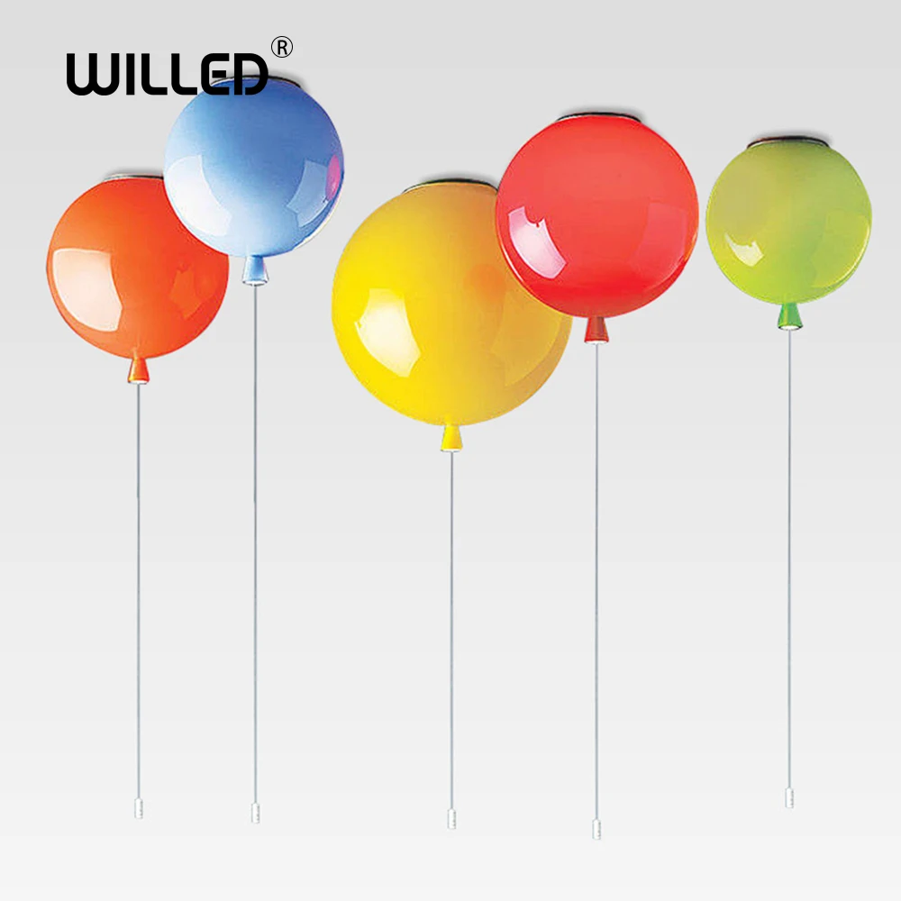 Ceny Lampa do pokoju dziecięcego balon wisiorek światła Dia 25cm 6 kolory akrylowe oprawa home deco sypialnia E27 energooszczędne lampy Dropship