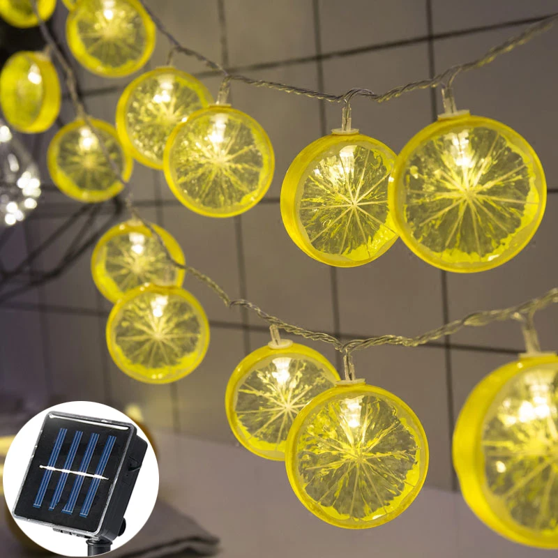 

20 Led Fairy Fruit Orange Lemon Solar Power String Lights 5m LED Decoration For Christmas Garland lustre Wedding