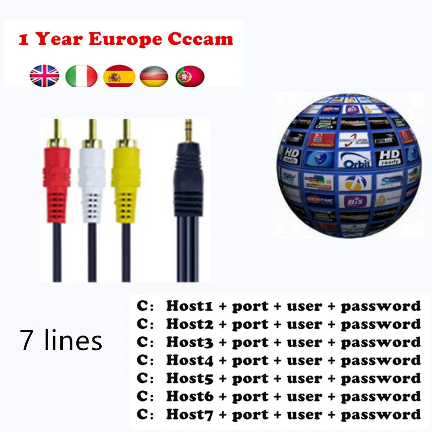 

Europe 1 Year 7-Clines Cccam server support Spain Portugal Germany Poland DVB s2 V7 V8 V9 satellite TV receiver set top boxes