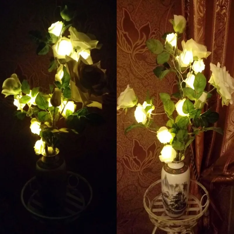 Battery Operated LED Rose Flower Garland Holiday String Lights For Valentine Wedding Decoration 