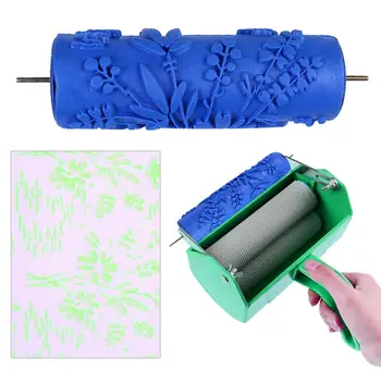 

Hot Sale DIY 6" 3D Flower Rubber Decorative Wall Painting Roller,free Shipping, Wall Pattern Design Roller,flower Pattern Blue