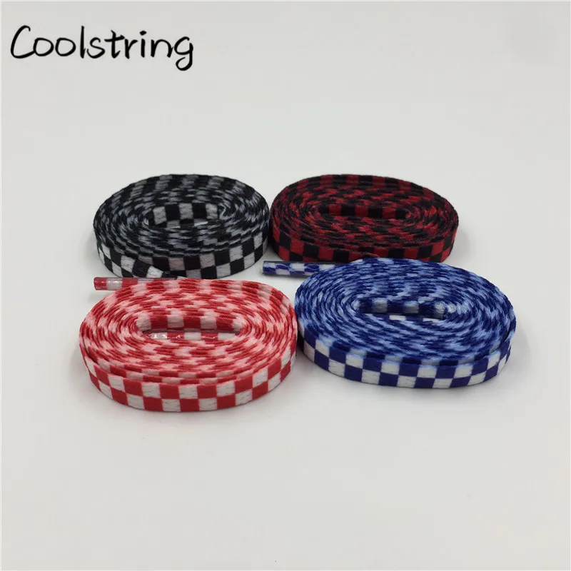 Плоские шнурки Coolstring из полиэстера шириной 8 мм для обуви в клетку с цифровым
