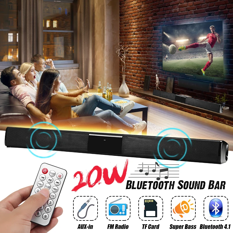20W Wireless Bluetooth Speaker Soundbar HiFi Stereo FM Radio TF Card Aux-in Bass Speaker with Mic Homer Theater Speaker for TV 20W Wireless Bluetooth Speaker Soundbar HiFi Stereo FM Radio TF Card Aux-in Bass Speaker with Mic Homer Theater Speaker for TV