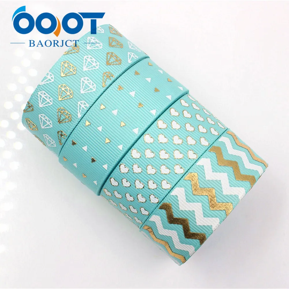 

OOOT BAORJCT 1710241 22mm 10yards Bronzing Ribbons Thermal transfer Printed grosgrain Wedding Accessories DIY handmade material