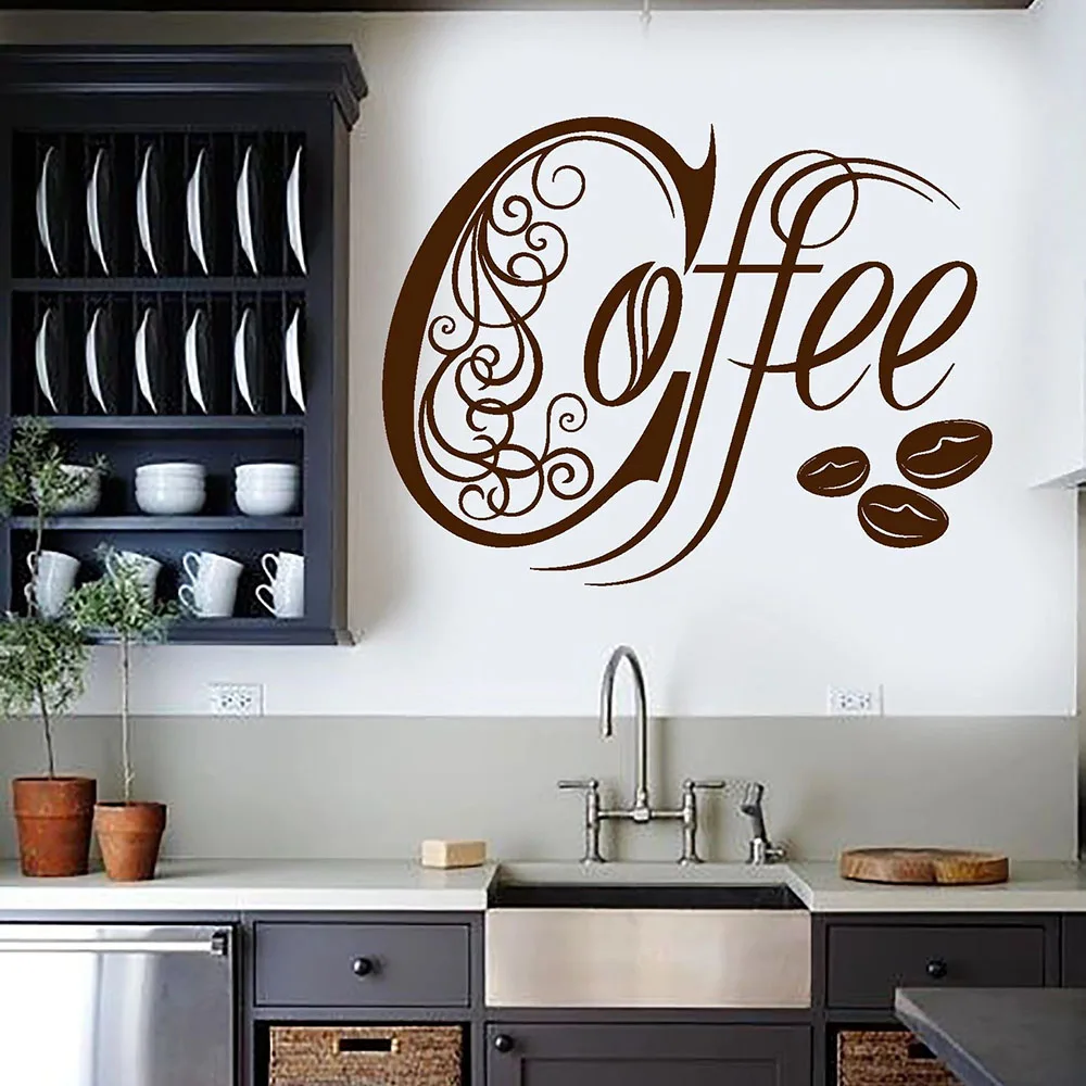 Coffee Shop House Cafe Tea Window Wall Sticker Kitchen Dinning Room Coffee Sign Quote Glass Wall Decal Vinyl Home Decor (1)