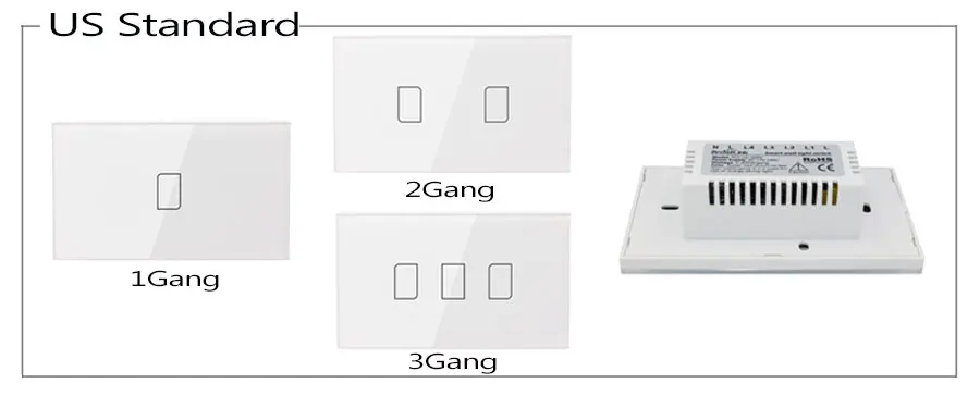 Broadlink TC2 UK EU US Switch 1Gang 2Gang 3Gang Touch Switch Smart Home Automation Wireless Wifi Control Light Wall Switch RF433 3