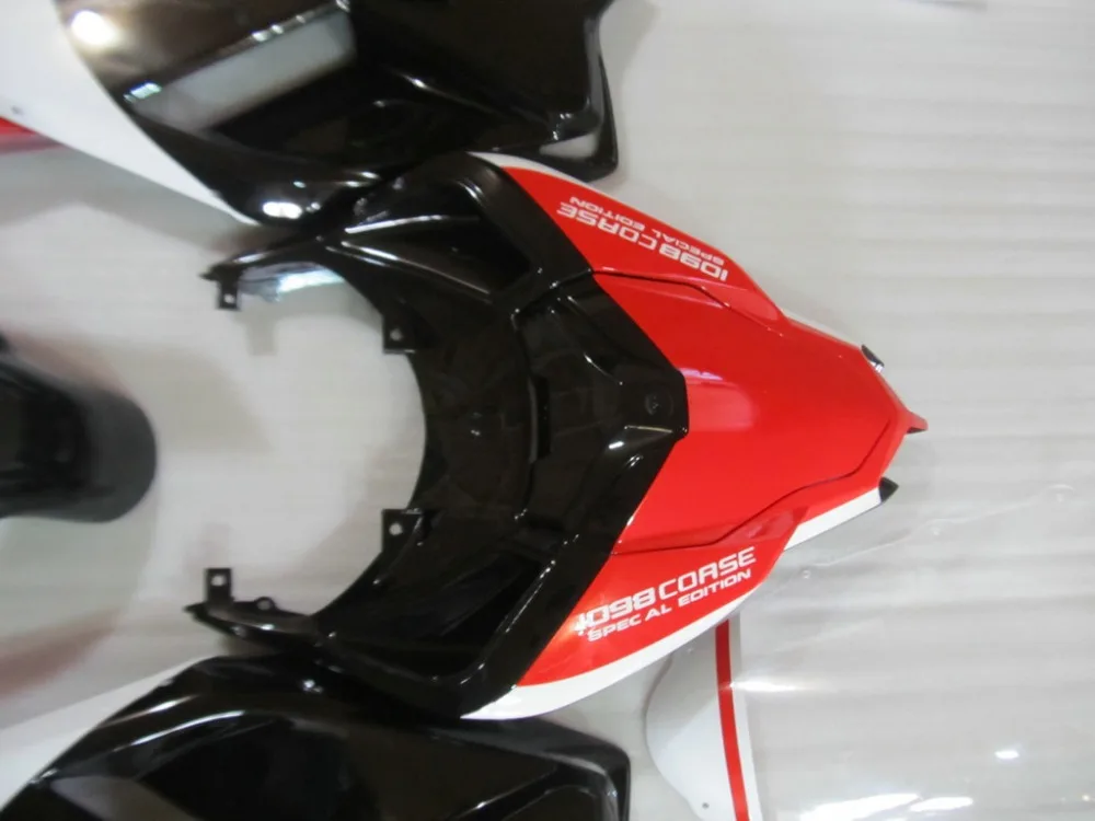 Впрыска обтекателя комплект для DUCATI 1098s 1198 848 2007 2011 ducati 07 08 09 10 11 Белый Красный