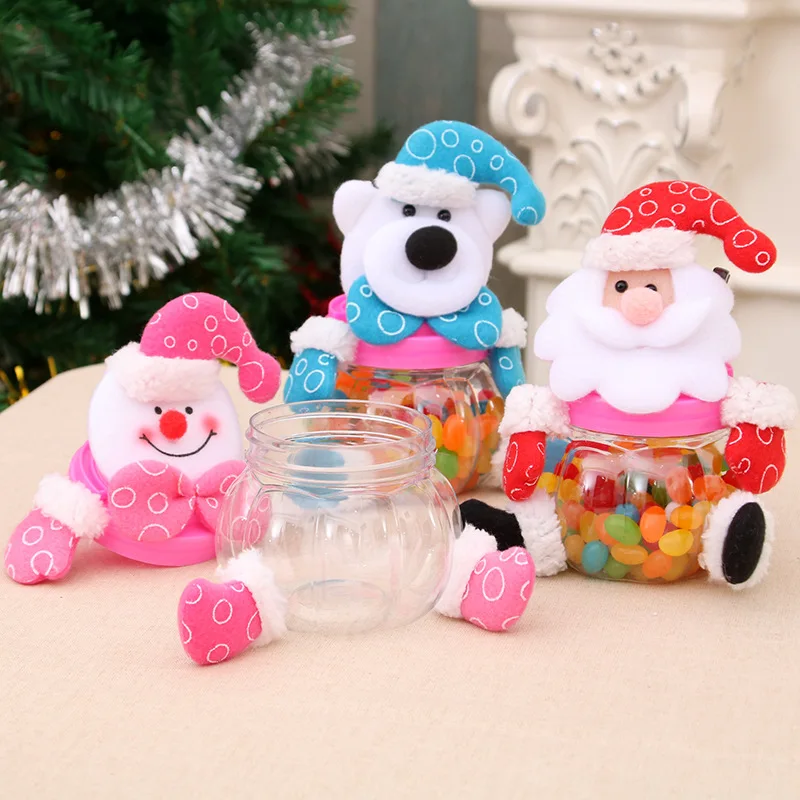 

Christmas Santa Claus Snowman Candy Jars Container Christmas Kids Gifts Presents Xmas Party Supplies New Year Decor cadeau noel