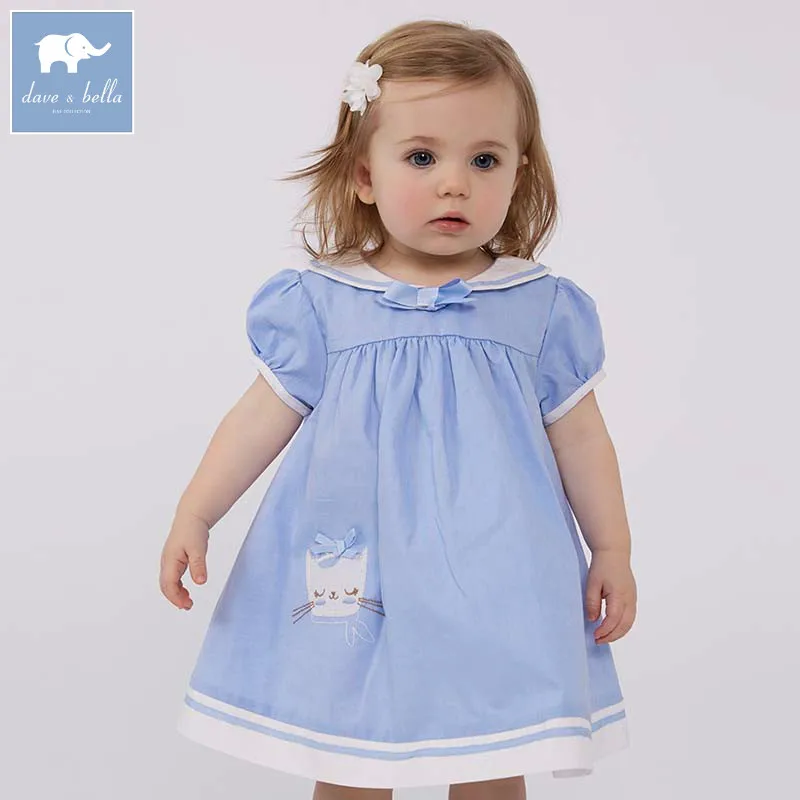 

DBM7342 dave bella summer baby Lolita high quality clothes infant toddler lovely costumes children short sleeve girls dress