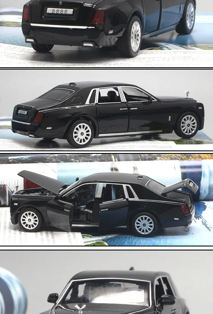 1:28 Rolls Royce, роскошная модель, модель автомобиля из сплава, звук и светильник, оттягивающая 6 дверей, эксклюзивная модель автомобиля