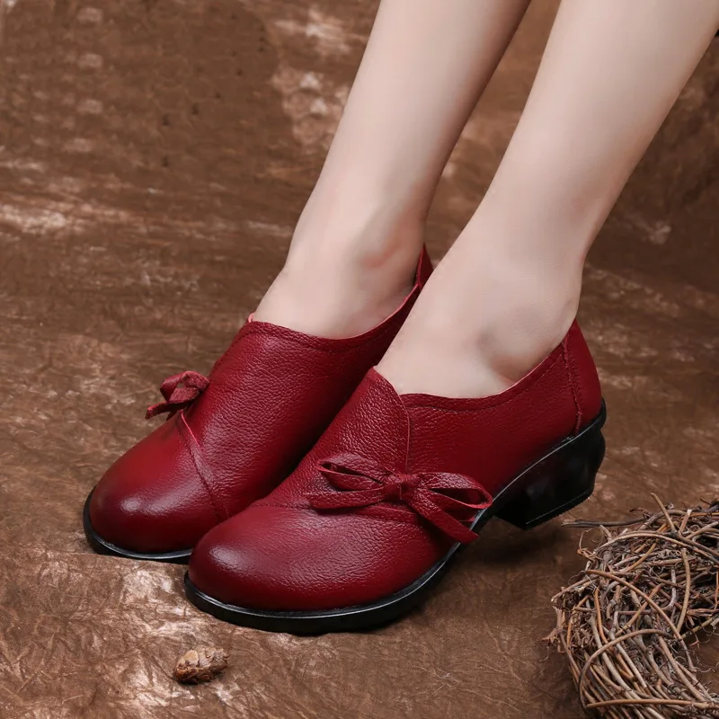 

AGUTZM Spring Autumn Fashion Loafers 100% Genuine Leather Single Shoes Soft Casual Flat Shoes Women Flats mother shoes 35-40 #
