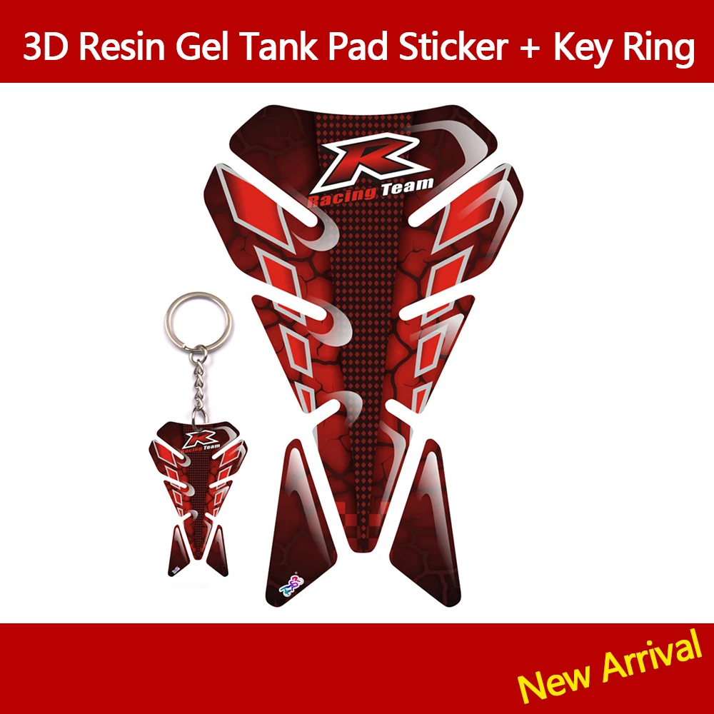 

3D HRC Resin Gel Motorcycle Tank Pad Sticker Decal Emblem for Moto GP Racing Car Styling Decals + Key Ring New