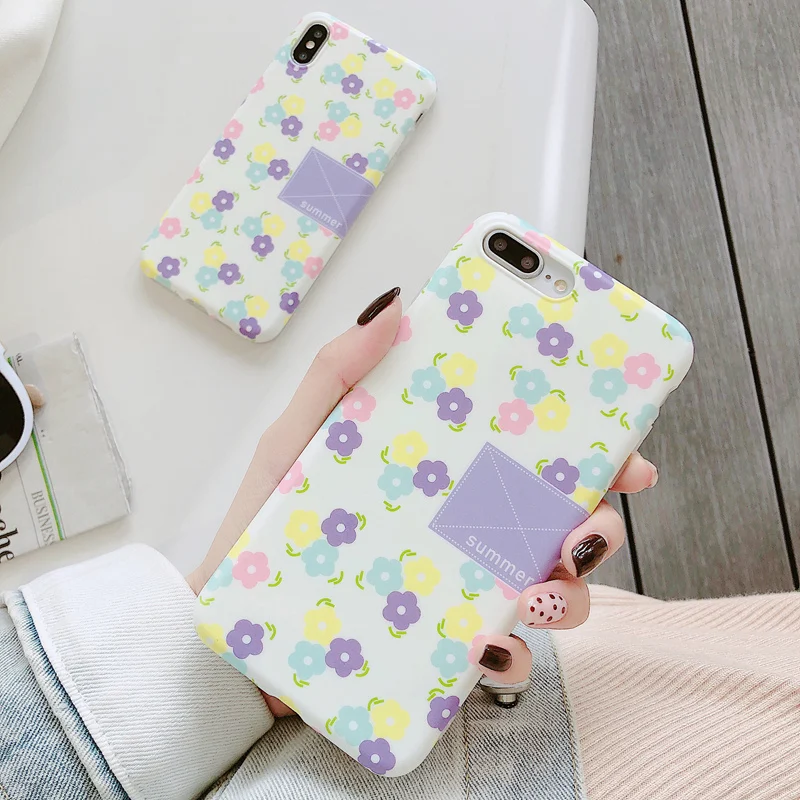 

Slim Matte Frosted Soft TPU Silicone Case For iPhone XR Triple Color Flower Petals Cover for iPhone 6S 6 7 8 Plus XS Max X Xs